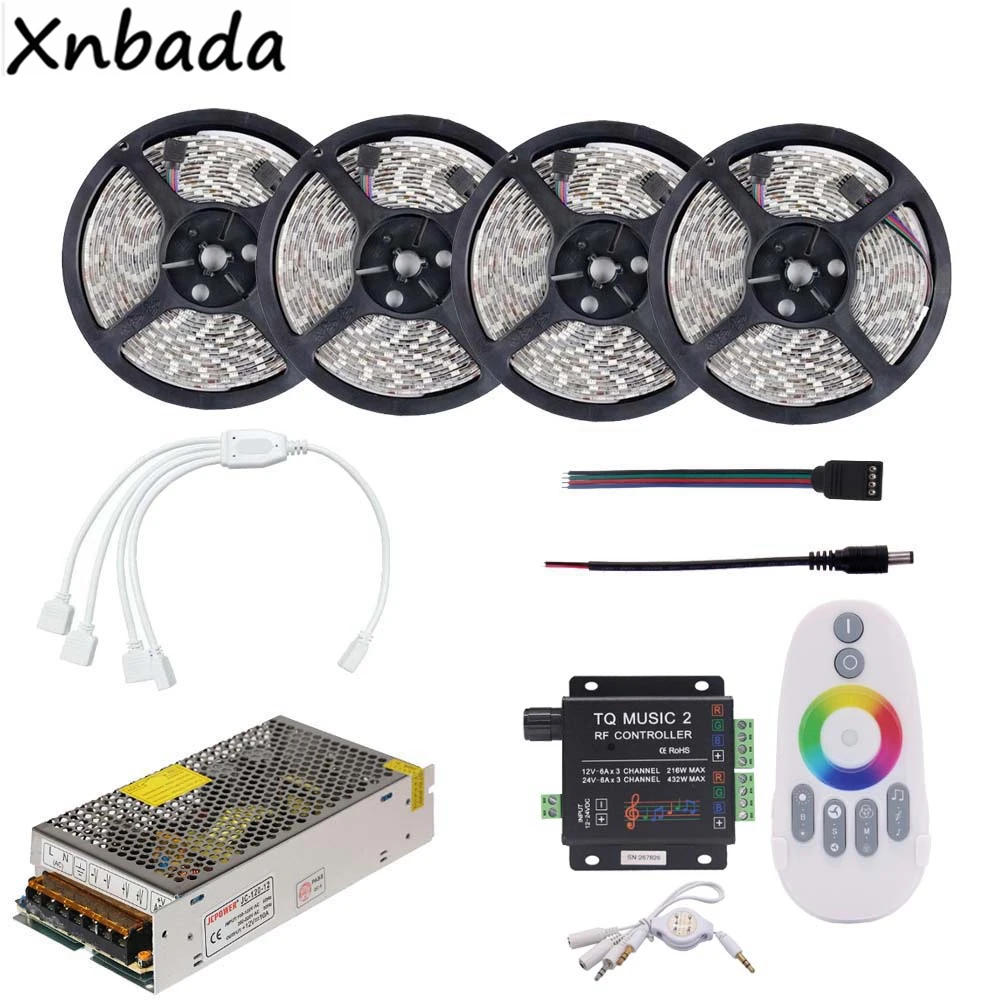 

RGB Led Strip Light 2835SMD 60Leds/m Include TQ Music2 RF RGB Led Controller DC12V Power Adapter Kit 5M 10M 15M 20M