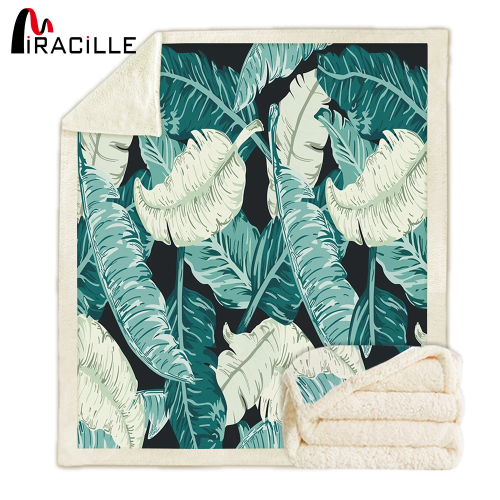 Miracille одеяло для дивана зеленые тропические листья пальмовое одеяло зеленый шерпа флисовая ткань с принтом для взрослых теплые спальные одеяла