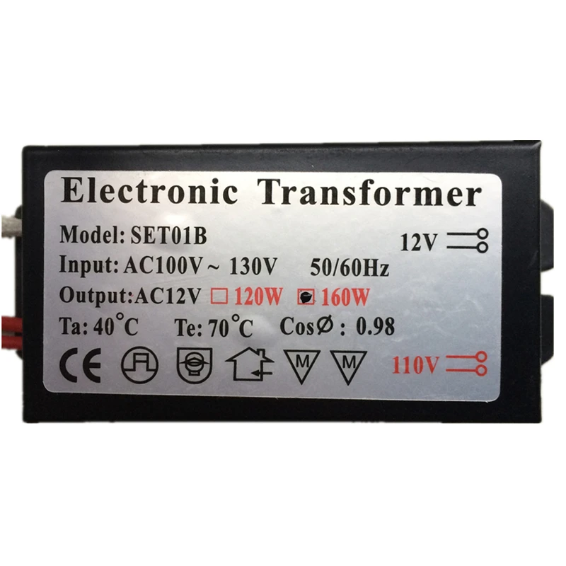 110V Electronic Transformer 120w 160W AC110V-130V to 12V G4 Electronic Transformers For Halogen Crystal Quartz Lamp Spotlight