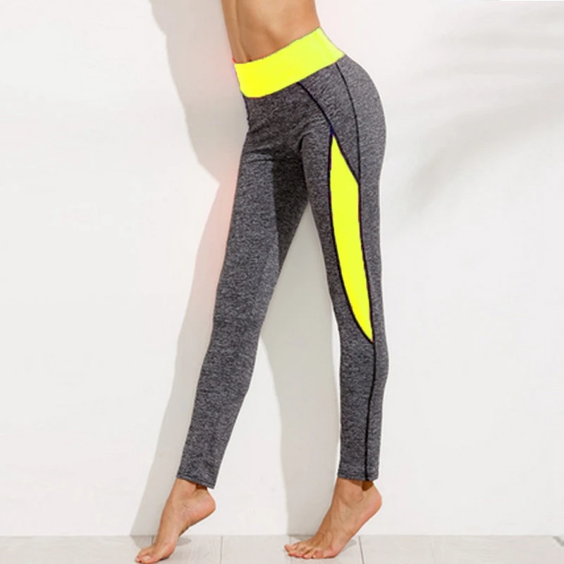 Женские леггинсы с высокой талией, зимние обтягивающие эластичные леггинсы для бега, тренировочные брюки - Цвет: Цвет: желтый