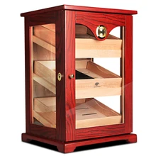 Специальное предложение; низкая цена! COHIBA высокий глянцевый кедровый Деревянный шкафчик для хранения сигар "humidor" ящик для хранения с 3 ящиками увлажнитель с гигрометром