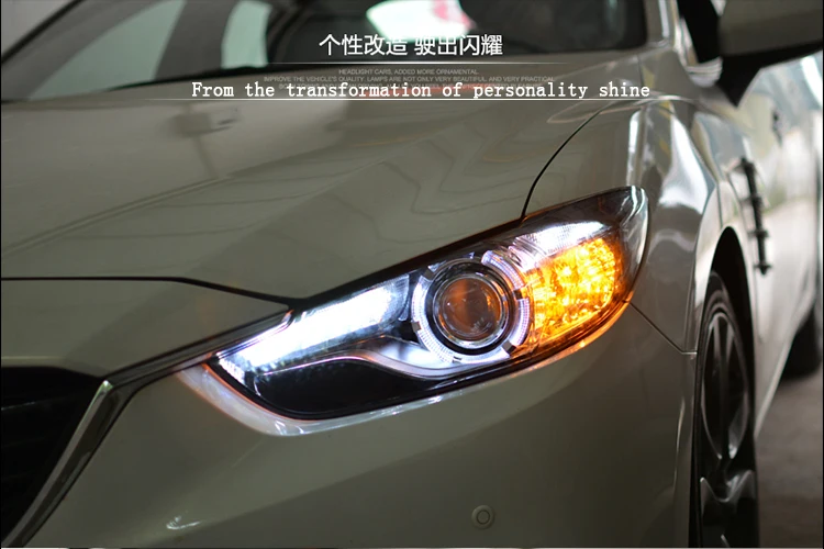 Cheap Car Styling New For Mazda 6 led headlights 2014-2016 Led Mazda Atenza head lamp Angel eye led drl HID KIT Bi-Xenon Lens low beam 7