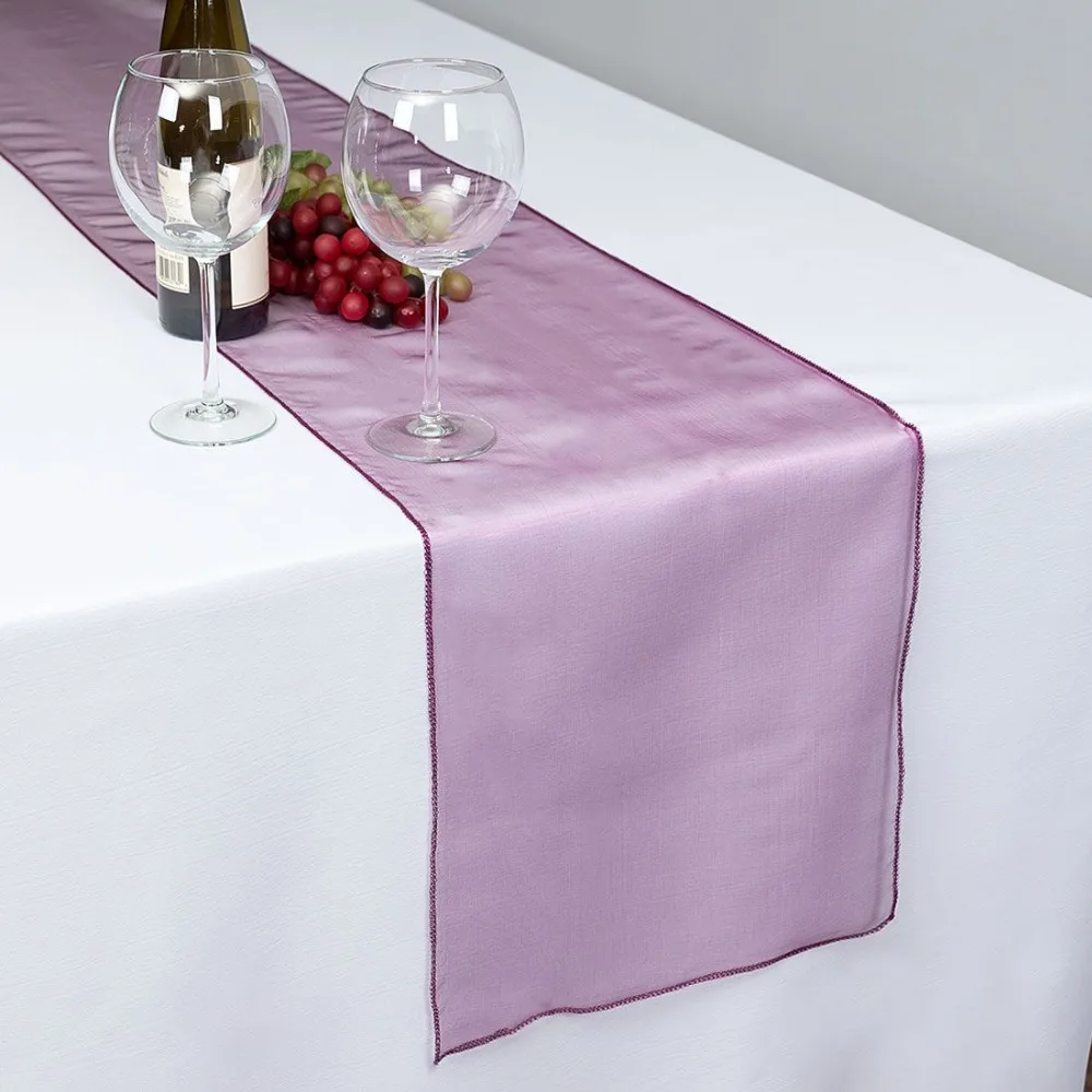 20pcs Purple Wine Organza Table Runner Tablecloth Sashes For Wedding