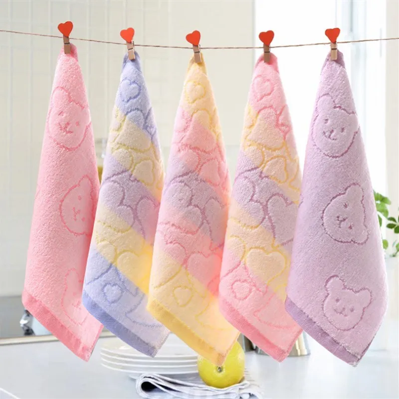 Children Cartoon Towel Cotton Absorbent Printed Square Towels Drying Washcloth Handkerchief