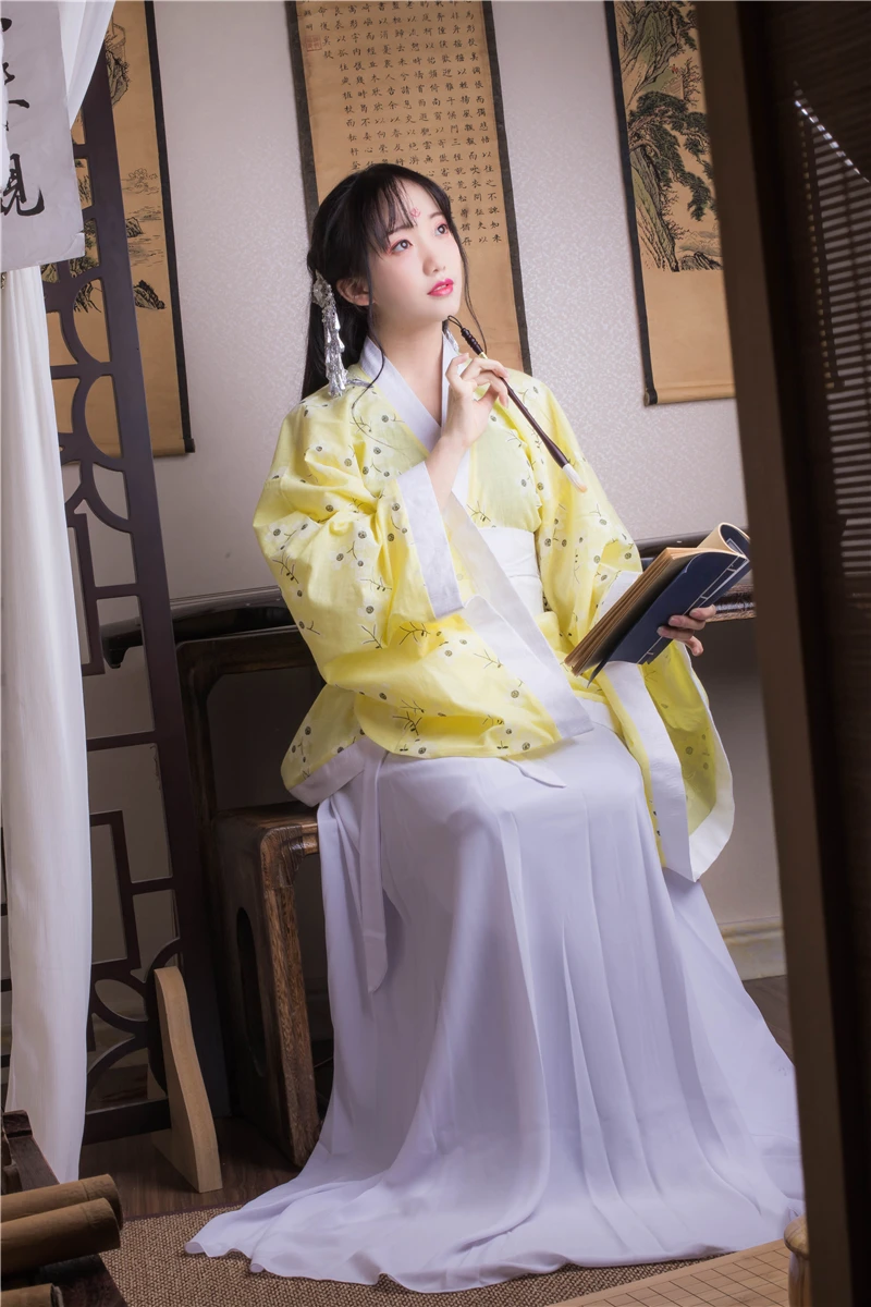 Традиционная одежда hanfu для косплея, женское платье императрицы древней династии Тан, красный, белый, желтый, для женщин, Древний китайский - Цвет: color14