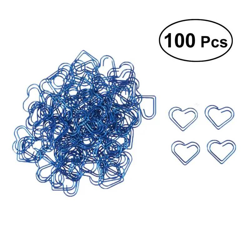 100pcs Love Heart Shaped Paper Clips Bulk Nonskid Sturdy Office Clips