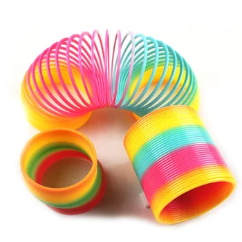 

6cm Kids Magic Plastic Rainbow Spring Colorful Children Circle Coil Elastic Ring antistress Creative Rainbow antistress toy
