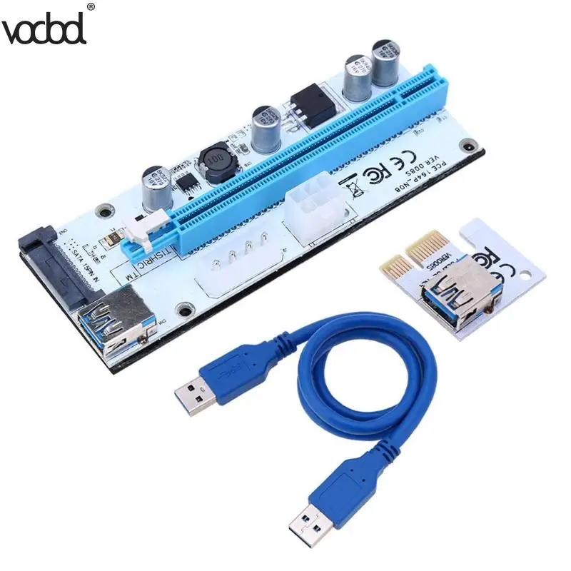 VER 008 S PCI-E Riser Card PCI Express Riser 1X к 16X графическая карта Extender кабель USB 3,0 для Bitcoin Mining БТД Шахтер Лидер продаж