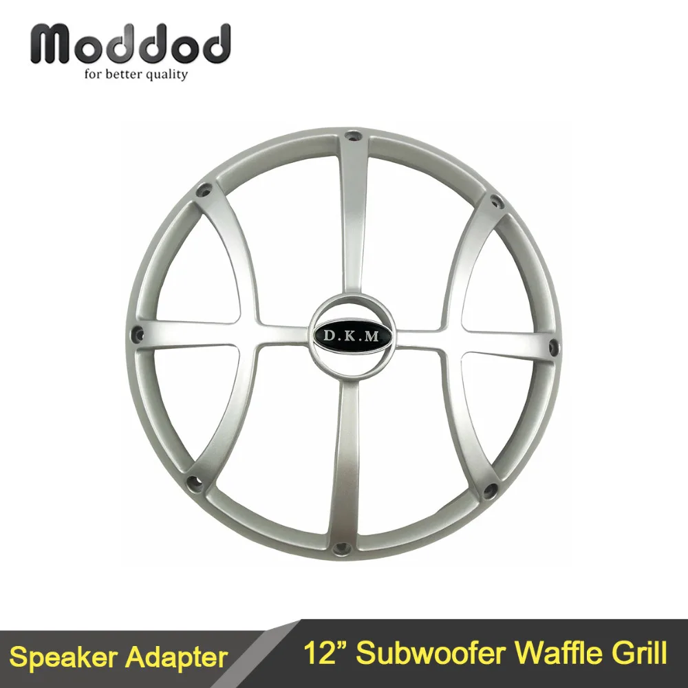 

1PC 12" Car Subwoofer Waffle Grill Replacement Speaker Cover Protector Guard Mat Silver Adapter