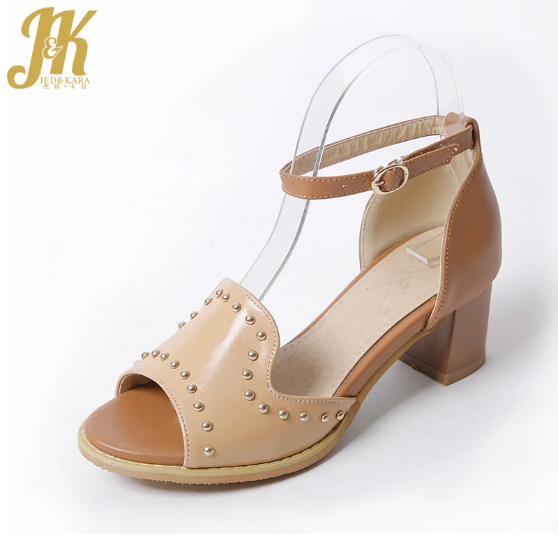 

J&K 2017 Women Sandals Summer Ankle Sandals Thick Heels Fashion Buckle Sexy Fashion Brand Women Shoes Retro Rome Big Size 32-46