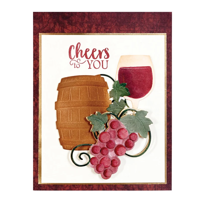 

Grape Wine Barrel Dessert Metal Cutting Dies Stencil for DIY Scrapbooking Photo Paper Cards Decorative Crafts New Diecut