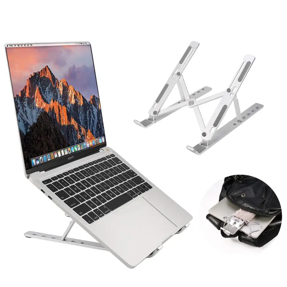 

Portable Laptop Stand 6 levels height adjustable Universal Aluminum Desktop Cooling Holder for Macbooks within 15.4 inch