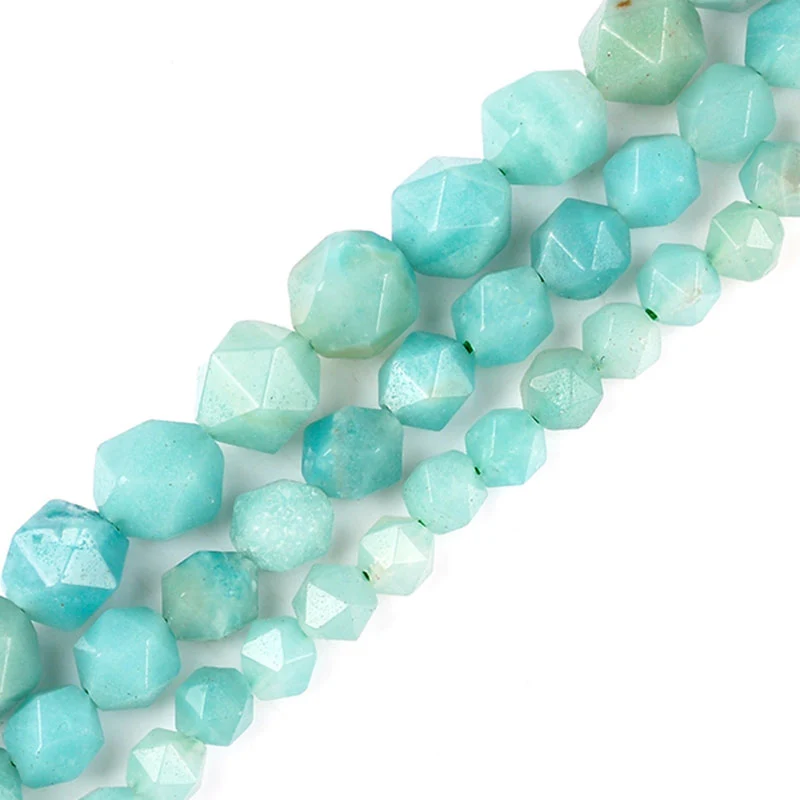 

6-10mm Round Faceted Green Amazonite Beads For Jewelry Making Beads Bracelets For Women Gift 15'' Needlework DIY Beads Trinket