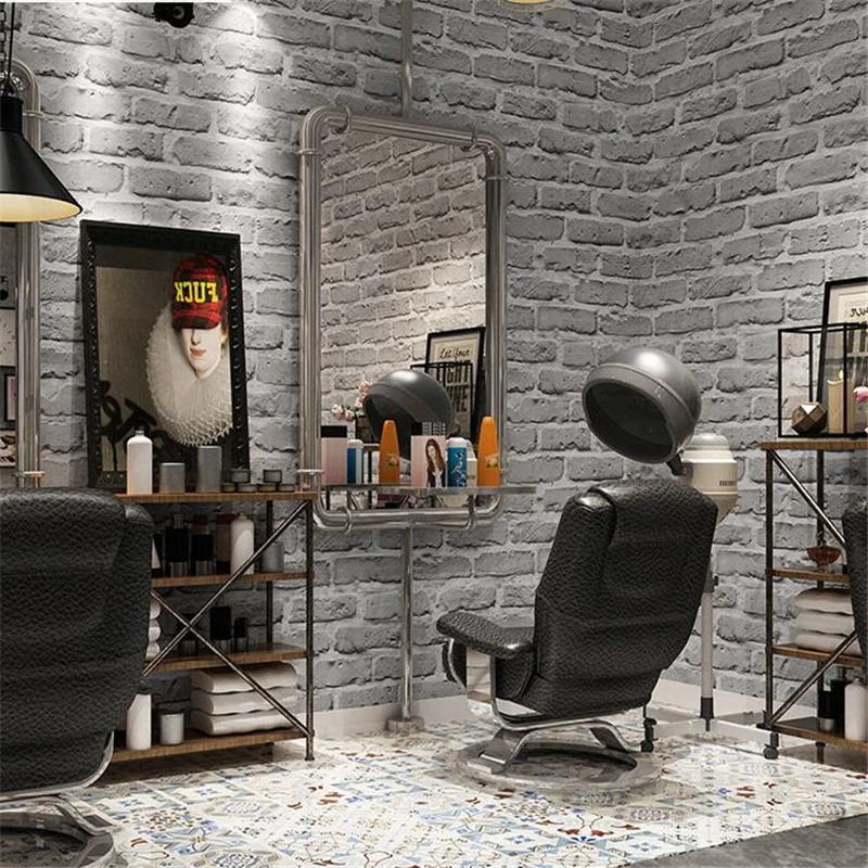 

beibehang Retro white brick wallpaper antique gray brick clothing store industrial wind barber shop wallpaper papel de parede