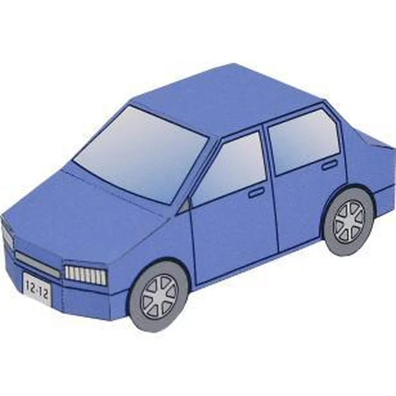 

1:20 Blue 3D Paper Model Space Library Papercraft Cardboard House For Children Paper Toys Car Model Traffic