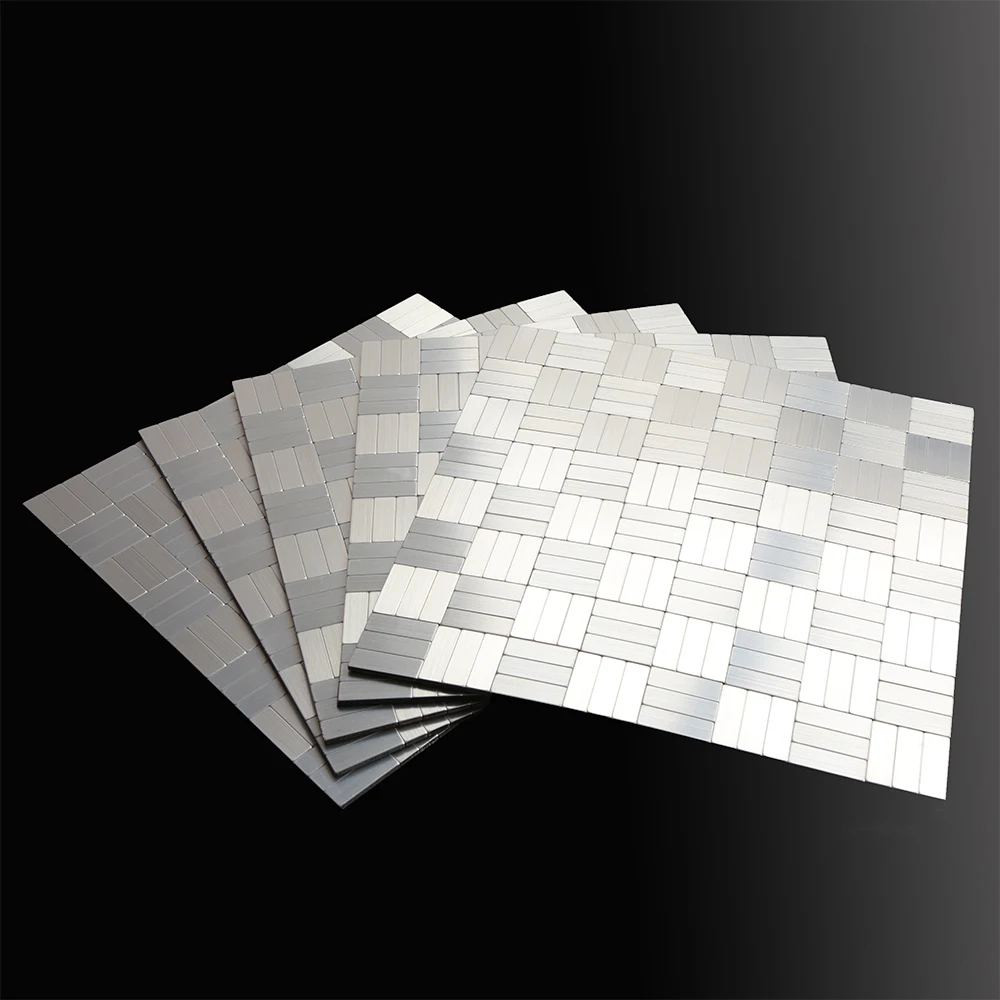 

Mosaic 3D Metal Wall Tile Peel and Stick Self adhesive Backsplash DIY Kitchen Bathroom Home Decoration Wall Sticker Dropshipping