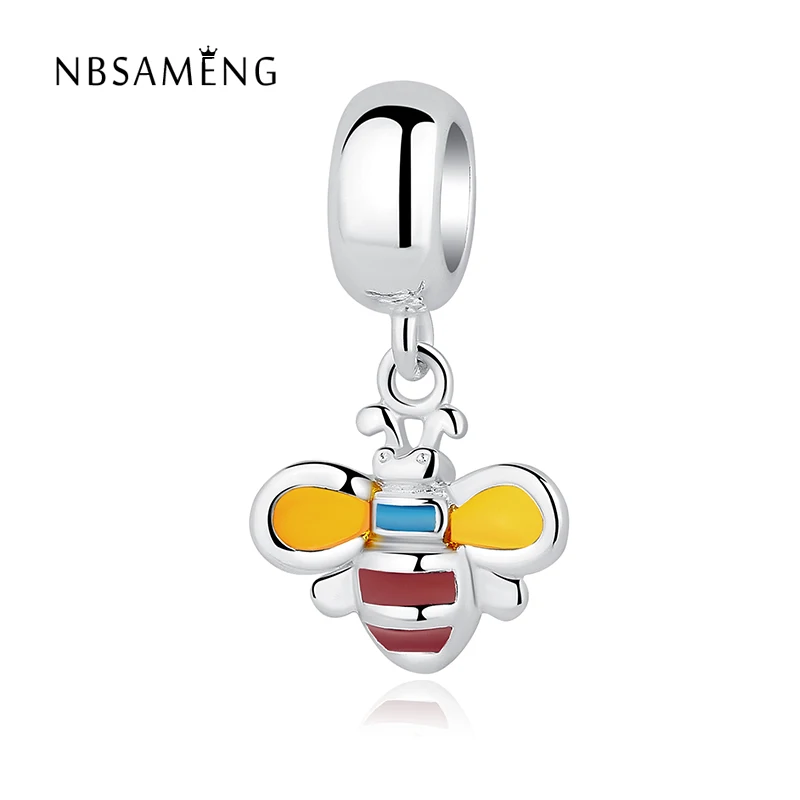 

Authentic 100% 925 Sterling Silver Bead Orange Wing Cute Animal Bee Pendant Charms Fit Pandora Bracelet & Bangel DIY Jewelry