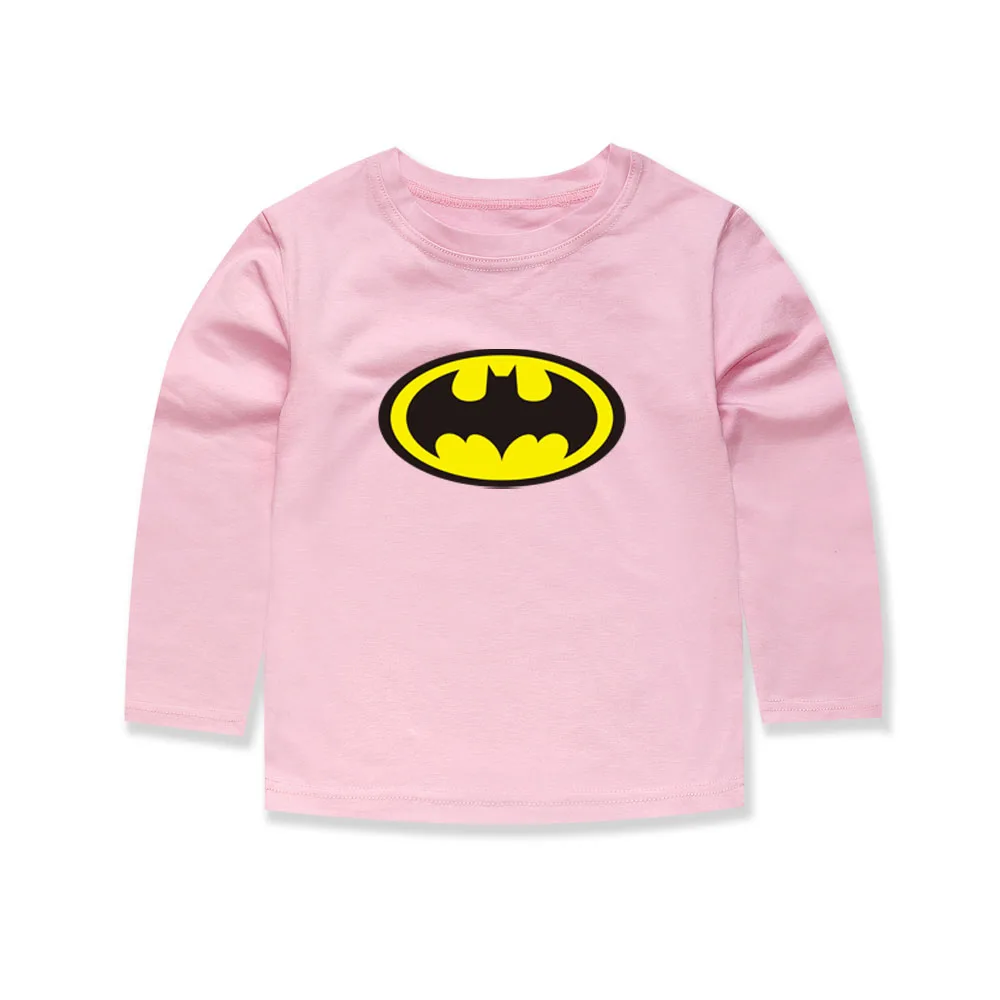 Модные футболки с Бэтменом для маленьких мальчиков; Детские хлопковые футболки с длинными рукавами с героями мультфильмов; летняя одежда для маленьких девочек; топы; футболки для мальчиков