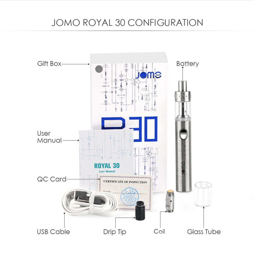 2017 Королевский 30 Вт Vape Pen Box Mod электронная сигарета набор встроенный аккумулятор