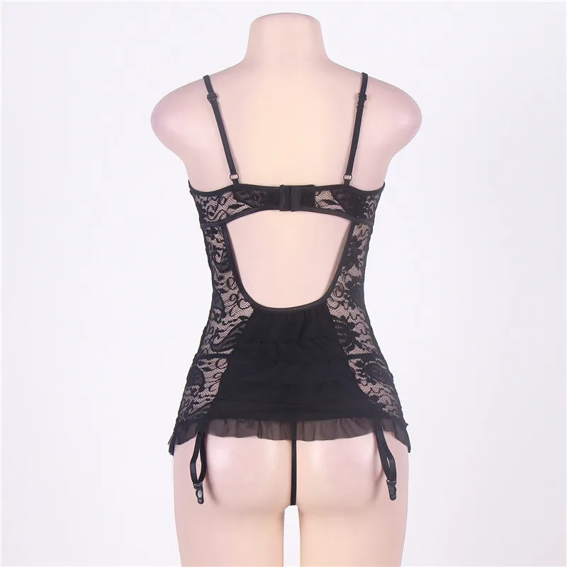 Кружева Babydoll 5XL 6XL Плюс Размер Ночное белье на косточках женское порно