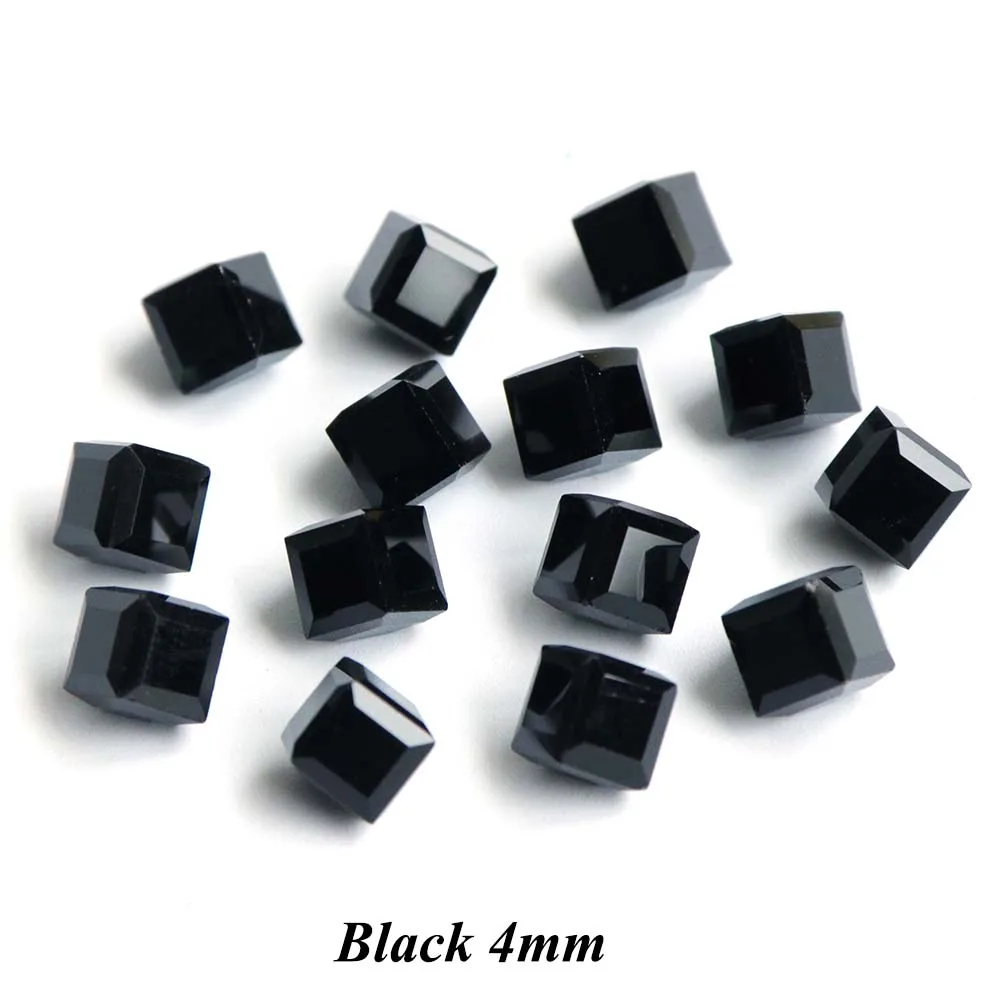 10 шт смешанные радужные стразы для дизайна ногтей, кубические квадратные подвески, камни для бусин, алмазные украшения для дизайна ногтей JI666 - Цвет: Black 4mm