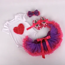 Комплект из 4 предметов; кружевная юбка-американка с цветочным принтом для маленьких девочек; юбка-пачка с комбинезоном; повязка на голову