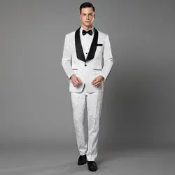 Для мужчин Вест Тонкий костюм с рисунком, комплект из трех предметов (пиджак + брюки + жилет) для маленькой девочки свадьбы Женихи Для мужчин