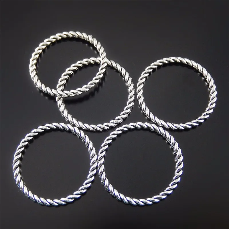 20PCS Antique Silver Tone Round Circle Jewelry Making Accessory Handmade Crafts Connector Wholesale Inner Size 22mm 52022