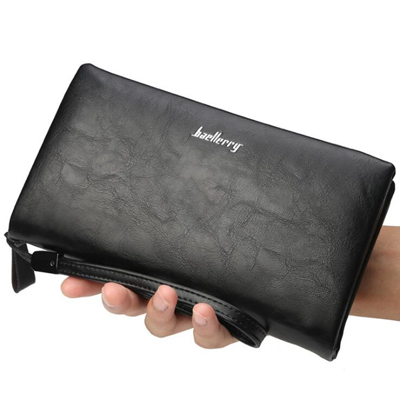

Brand Men Wallet Genuine Leather Zipper Clutch Bag Long Male Purse Business Card Holder Coin Pocket Mens Wallets Luxury Handbag