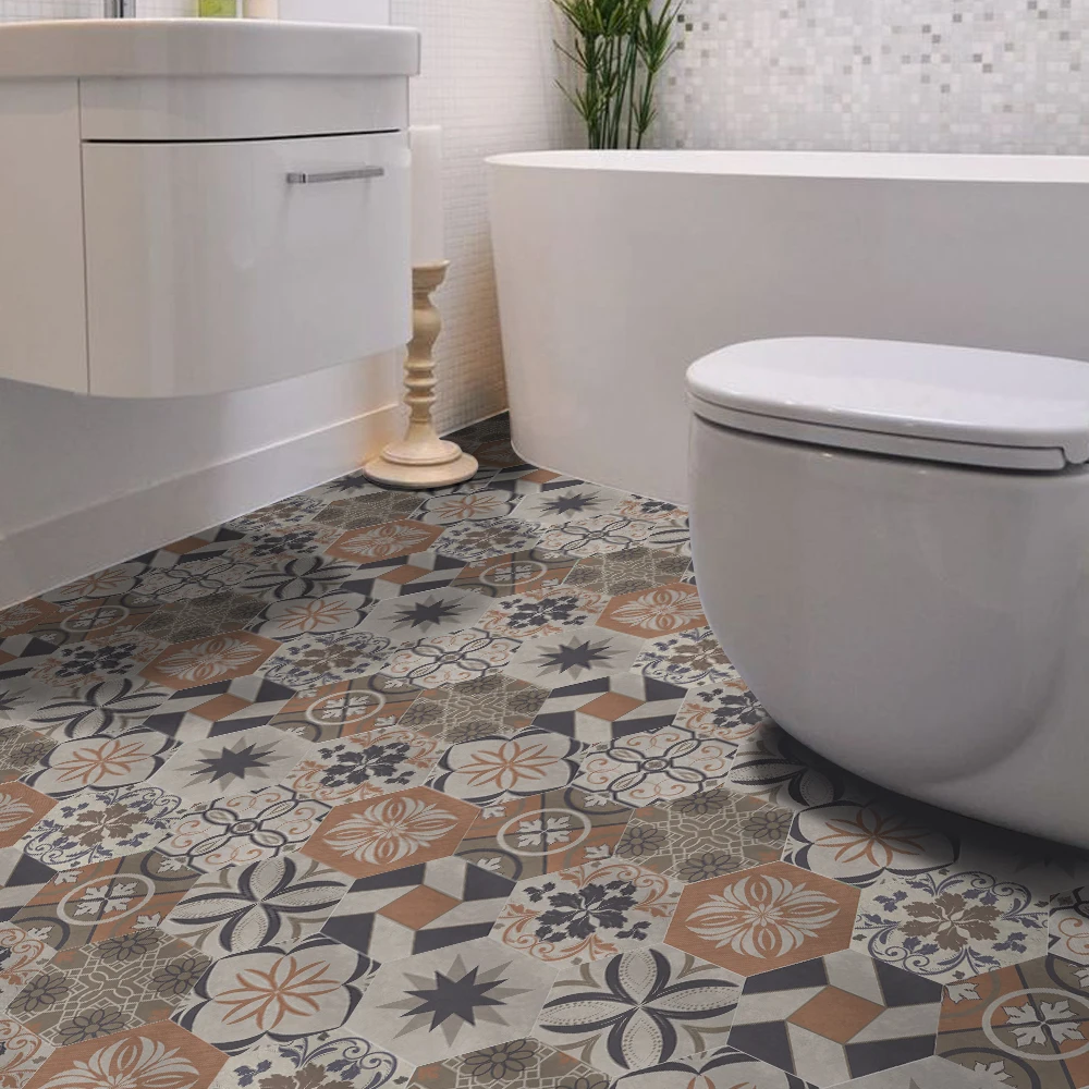 10 قطعة/المجموعة بلاط صائق نمط مسدس ملصقات أرضية الحمام ملصقات جدار للماء المضادة للانزلاق الفن نوم ديكور المنزل 20x23 سنتيمتر