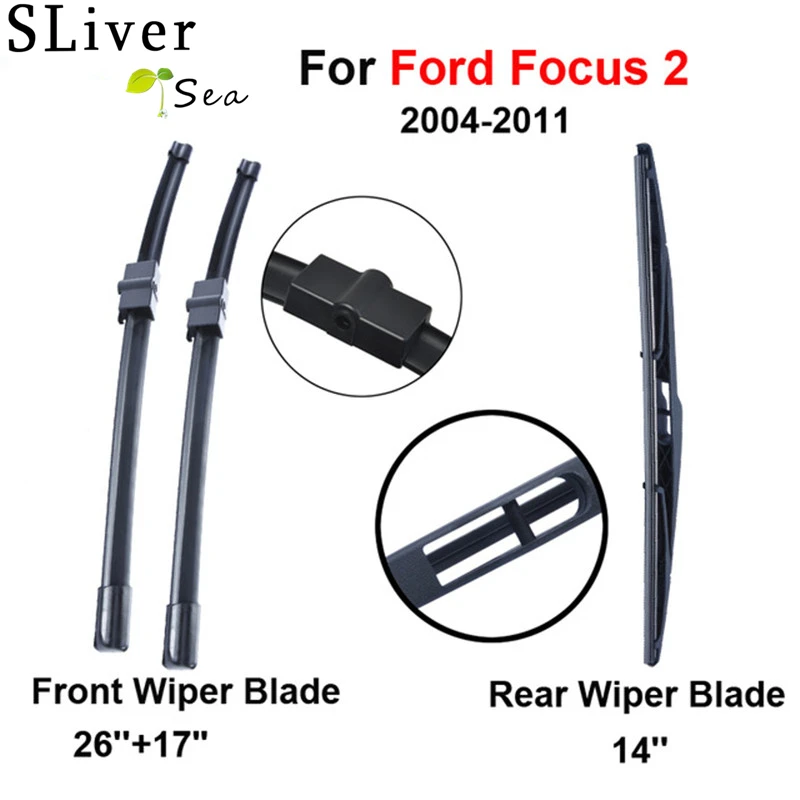

SLIVERYSEA Wiper Blade For Ford Focus MK 2 /Peugeot 207 26''+17'' High Quality Natural Rubber Clean Front Windshield CPA201-1