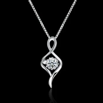 

925 Sterling Silver necklace Pendant crystal For Women chokers Noble leather Jewelry Love stone wicca key necklace mermaid gun