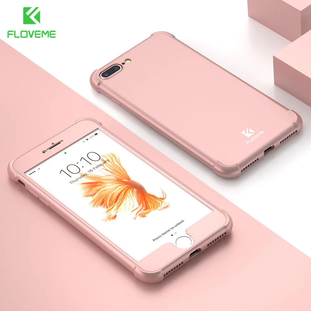 KISSCASE Luxury 360 Degree Case For iPhone 6 6s 7 Plus Full Protective Cases For iPhone 5