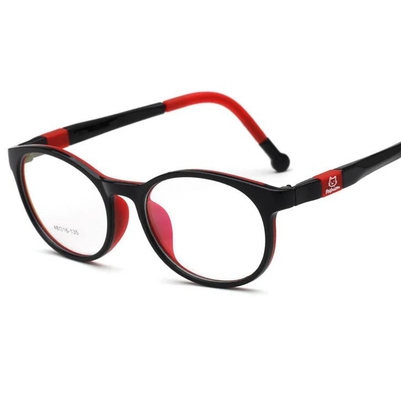 

TR90 Plastic Round kids frame eyeglasses children glasses Silicone frame rubber cat animal Safe Unbreaken myopia Frame 6008