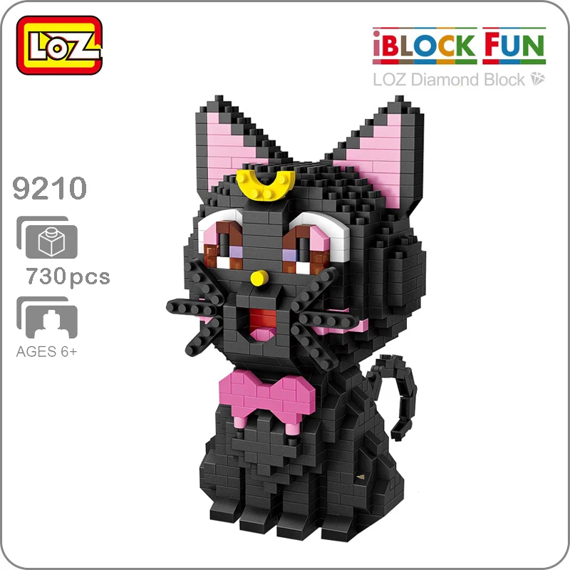 

LOZ 9210 Anime Sailor Moon Luna Cat Pet Figure 3D Model 730pcs DIY Nano Blocks Bricks Assembly Diamond Mini Building Toy no Box