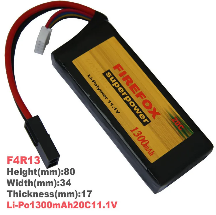 

1pcs 100% Orginal Firefox 11.1V 1300mah 20C Lipo Lithium Mini RC Battery F4R13 Drop shipping