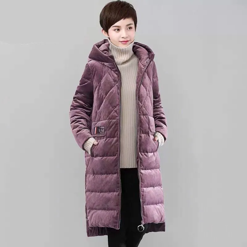 

New S~3XL Plus Size Women's Duck Down Jackets Warm Velvet Material Parka 2018 Winter Female Snow Outerwear High End Thick Coats