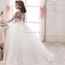 Пышное Бальное Платье; платье с цветочным узором для девочек; платья для причастия; детское бальное платье с длинными рукавами и цветочным узором для девочек