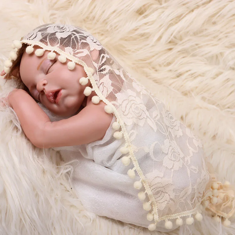 Одеяло для фото новорожденных обертывание с кисточкой Детские фото обертывание s кружево Роза пеленание ребенка подставка для фотографий 45*45 см серый розовый