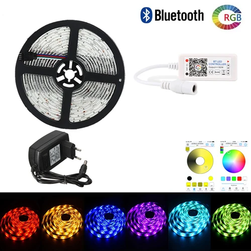 BLYN wifi Светодиодная лента 5050 RGB 5 м 10 м 2 м Водонепроницаемая Диодная лента ТВ светильник полосы Музыка Bluetooth ИК пульт дистанционного управления источник питания - Испускаемый цвет: Bluetooth Kit