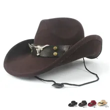 Женская и Мужская шерстяная открытая западная ковбойская шляпа с откатными полями, джентльменская Федора, Outblack Sombrero Hombre, джаз шляпа