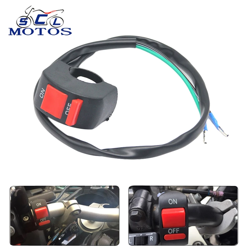 Sclmotos ON/OFF Button Connector Push Button Switch Motorcycle Switches