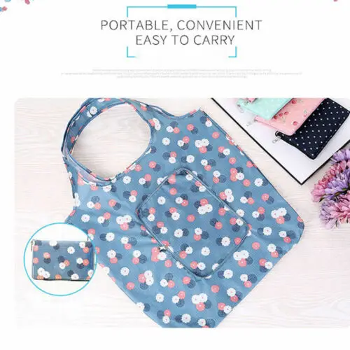 2018 New style Fashion Foldable Handy Shopping Bags Reusable Tote Pouch Recycle Storage Print Zipper