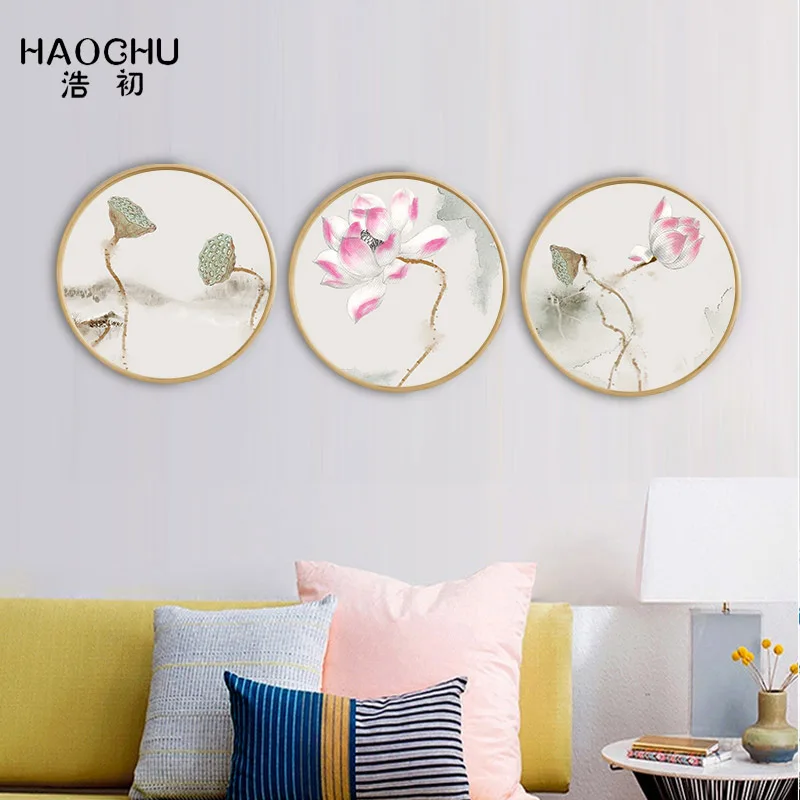 

HAOCHU Modern Lotus Bedroom Wall Decoration Poster Canvas Printing the Living Room Art Oil Painting Home Decor Print Painting