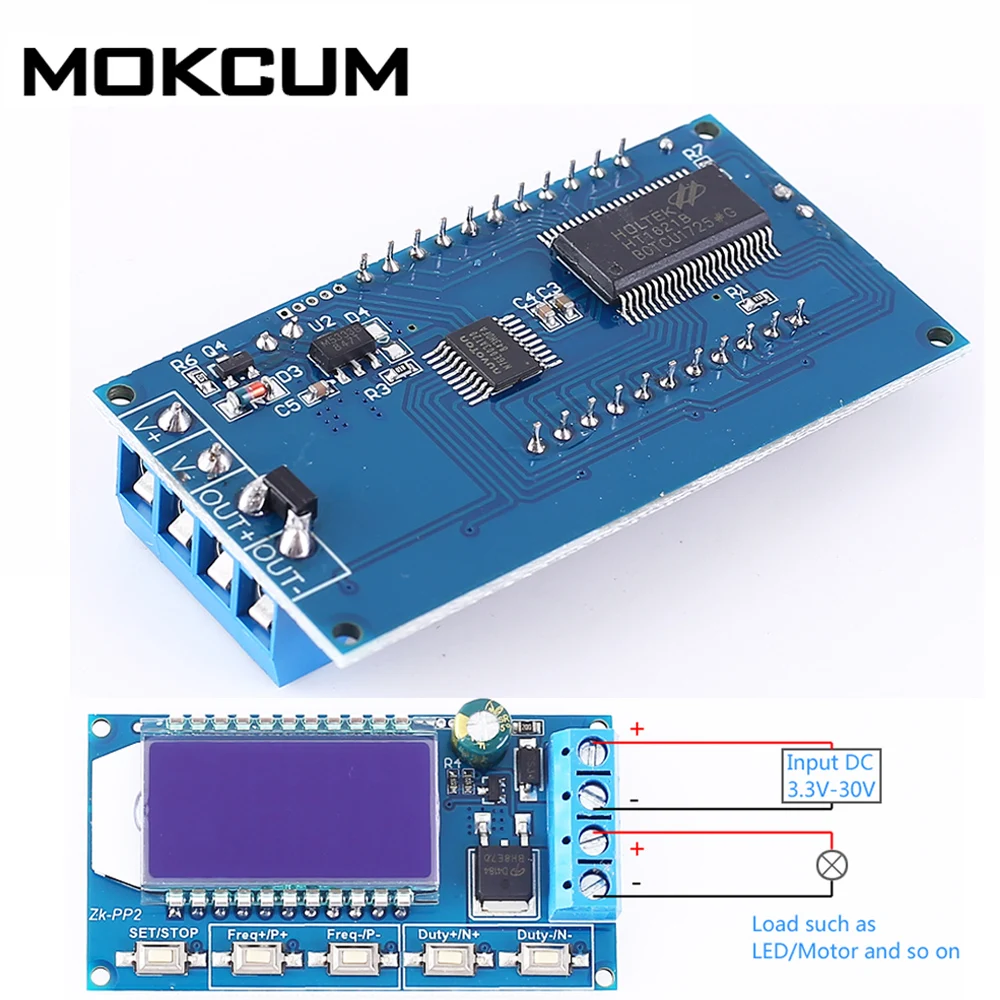 

8A 1-Channel 1Hz-150KHz Dual Mode LCD PWM Pulse Frequency Duty Cycle Module Signal Generator Driver Module for Motor Lamp