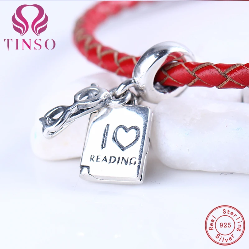 

Hot Sale 100% 925 Sterling Silver I Love Reading Book Pendant Beads Fit Pandora Charms Original Bracelet for Jewelry Making DIY
