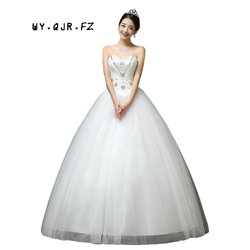

LYG-H56#Plus size Custom new of 2019 boob tube top lace up the bride gown show thin Studio wedding dress cheap wholesale dresses