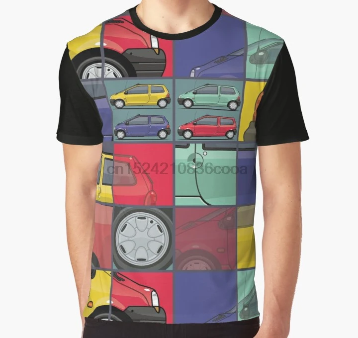 

All Over Print 3D Tshirt Men Funny T Shirt Renault Twingo 90s Colors Quartet Graphic T-Shirt