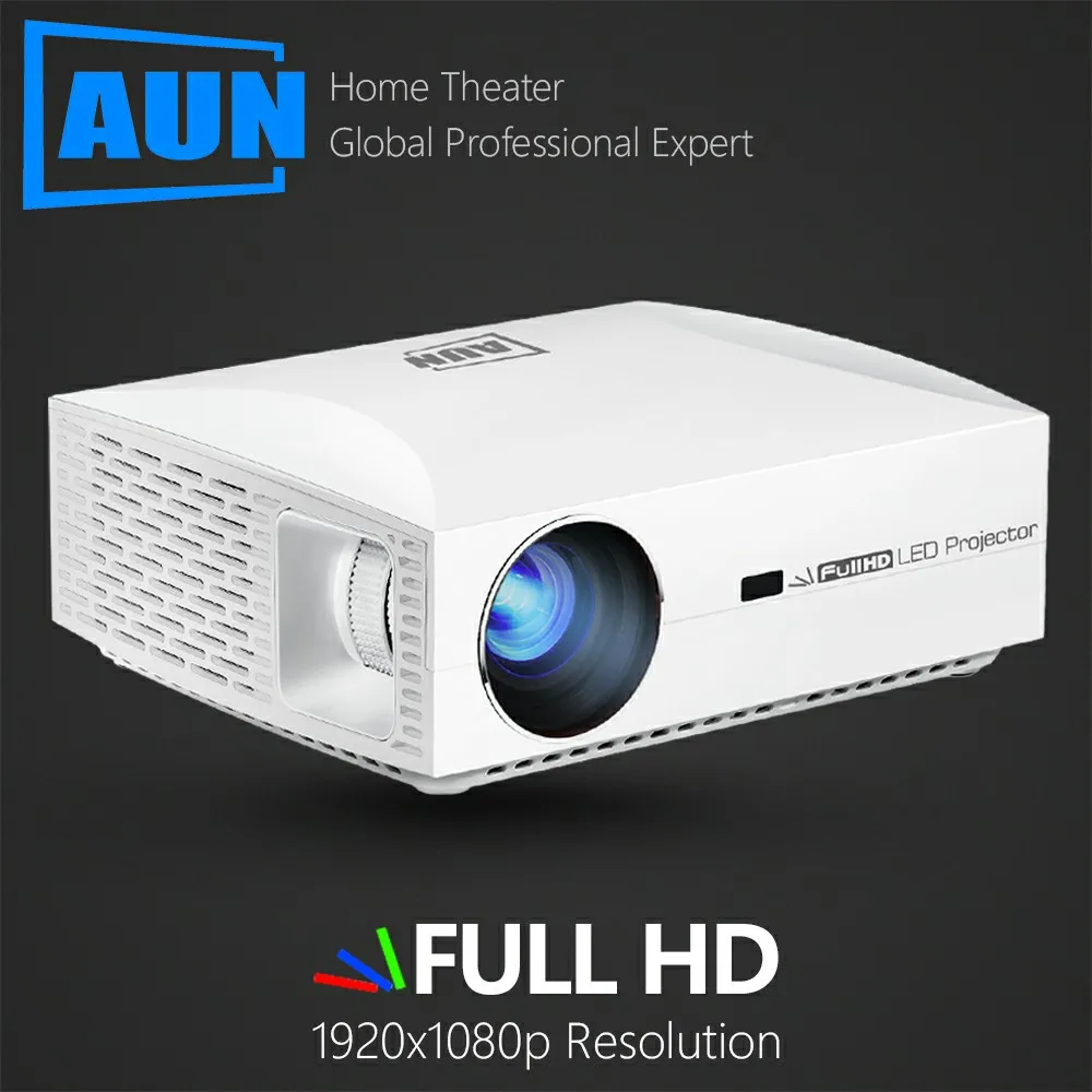 AUN Full HD Projector F30, 1920x1080 Resolution. LED Projector for Home Theater. 5500 Lumens 3D Smart Beamer, Comparable 4K