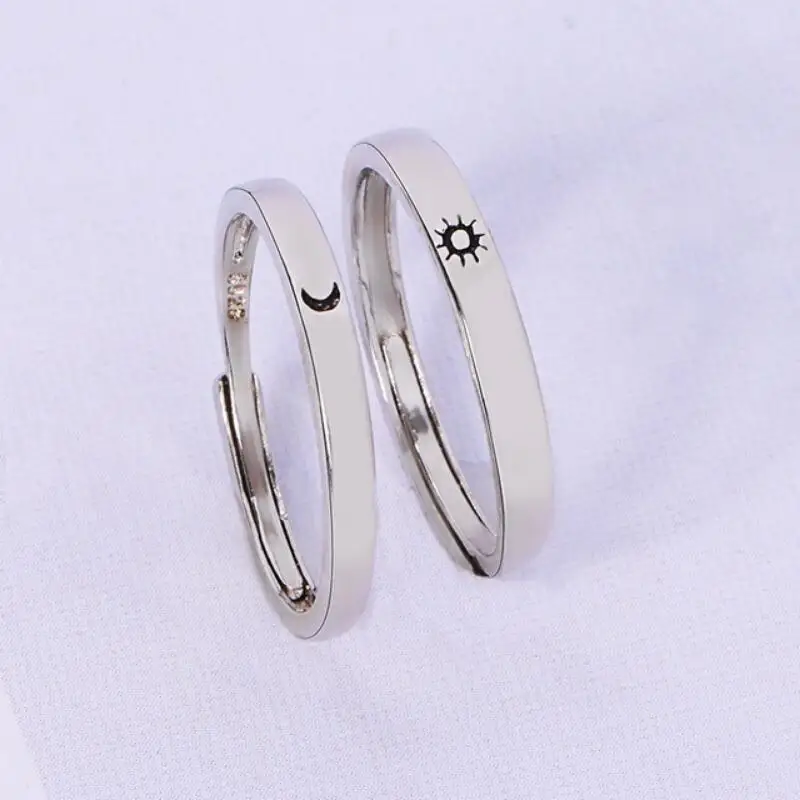 

Trend Lady Adjustable Ring Sun and Moon Pattern Couple Rings Simple Fashion Men's and Women's Rings